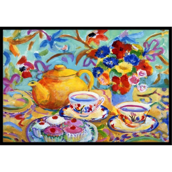 Carolines Treasures Teal Tea by Wendy Hoile Indoor or Outdoor Mat- 18 x 27 HWH0011MAT - main